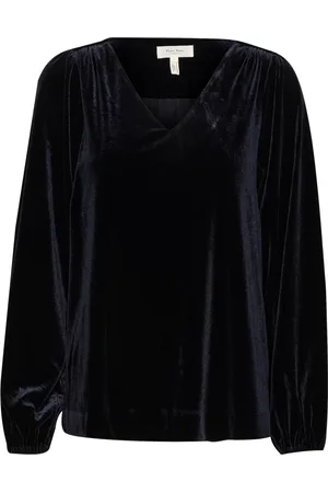 Part Two Femme, Blouses et Chemises, Bleu, Taille: 44 FR Élégant chemisier bleu marine foncé
