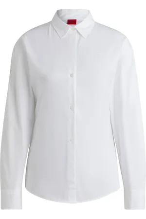 HUGO BOSS Femme, Blouses et Chemises, Blanc, Taille: 42 FR Chemisier Girlfriend Blanc Stretch