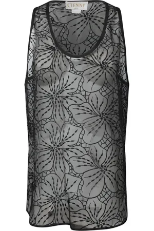 GENNY Femme, Tops, Noir, Taille: 40 FR Haut Élégant en Soie Noire