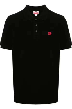 Kenzo Homme, Tops, Noir, Taille: L Polo Noir avec Broderie Florale