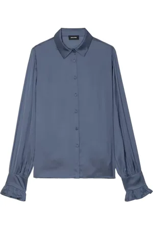Zadig & Voltaire Femme, Blouses et Chemises, Gris, Taille: 42 FR Chemise en satin avec détail de strass au dos