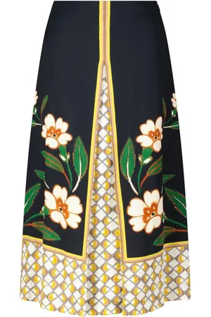 La DoubleJ Femme, Jupes, Multicolore, Taille: 42 FR Jupe Midi Trapèze Florale