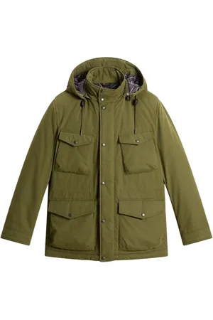 Woolrich Homme, Vestes, Vert, Taille: M Veste de terrain en tissu Mountain avec capuche amovible