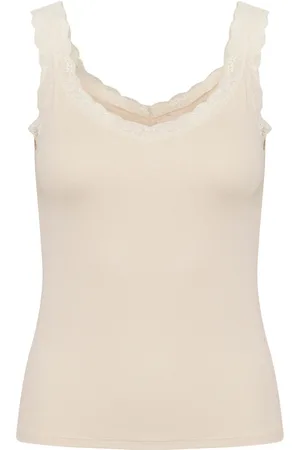 Part Two Femme, Tops, Gris, Taille: 40 FR Top sans manches à bordure en dentelle