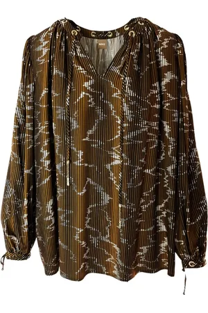 HUGO BOSS Femme, Blouses et Chemises, Brun, Taille: 38 FR Chemisier Leyela en viscose