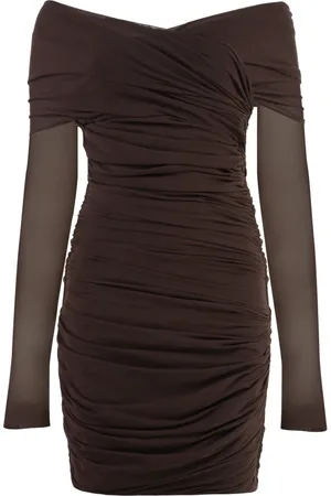 Serafini Femme, Robes, Brun, Taille: 40 FR Robe Convertible Drapée avec Manches Amovibles