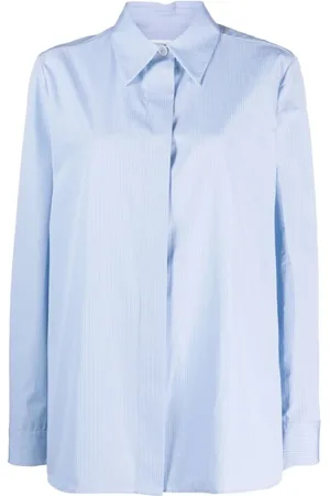 Jil Sander Femme, Blouses et Chemises, Bleu, Taille: 40 FR Chemise en coton rayé
