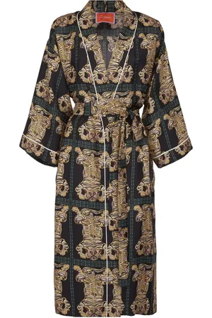 La DoubleJ Femme, Vêtements de nuit et de détente, Noir, Taille: 40 FR Peignoir de Soie de Luxe