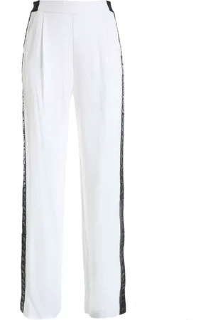 Karl Lagerfeld Femme, Pantalons, Blanc, Taille: 38 FR Pantalon Large Élégant