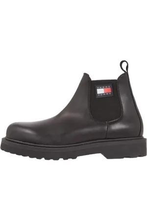Tommy Hilfiger Homme, Chaussures, Noir, Taille: 42 EU Chelsea Bottes en Cuir Napa