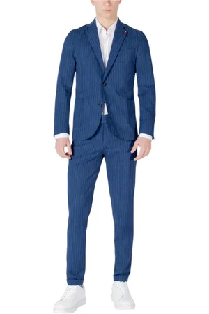 MULISH Homme, Costumes, Bleu, Taille: S Costume Bleu à Rayures Col en V
