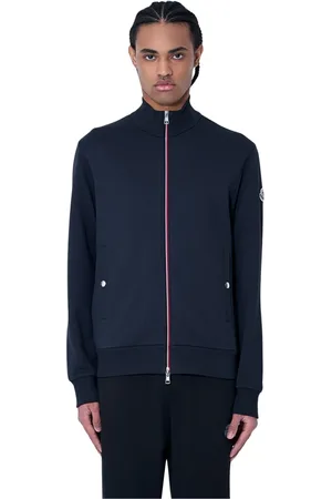 Moncler Homme, Sweatshirts et sweats à capuche, Bleu, Taille: S Cardigan en Coton à Fermeture Éclair