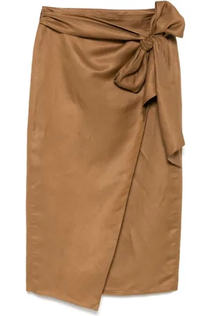 Max Mara Femme, Jupes, Brun, Taille: 34 FR Jupe en Cuir Marron Style Élégant