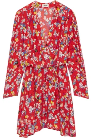 Zadig & Voltaire Femme, Robes, Rouge, Taille: 38 FR Robe Rouge Imprimée de Fleurs