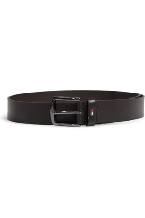 Tommy Hilfiger Homme, Accessoires, Brun, Taille: 100 CM Ceinture en cuir Denton avec drapeau émaillé
