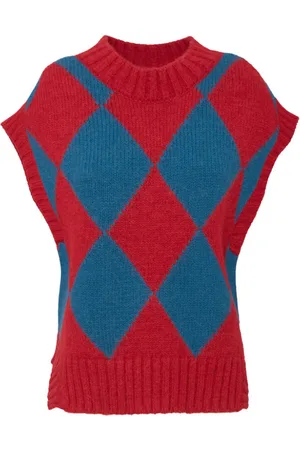 La DoubleJ Femme, Pulls, Rouge, Taille: 38 FR Gilet en Laine Argyle