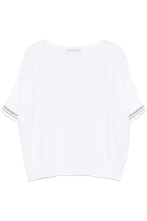 D.EXTERIOR Femme, Tops, Blanc, Taille: 38 FR T-shirt Bianco Coupe Décontractée Mélange Coton