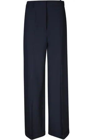 Kenzo Femme, Pantalons, Bleu, Taille: 36 FR Pantalon en laine coupe droite mi-haute
