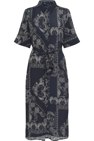 Part Two Femme, Robes, Multicolore, Taille: 44 FR Robe-chemise marine à motif cachemire graphique