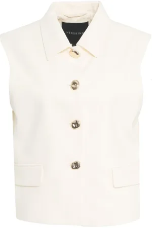 Herskind Femme, Vestes, , Taille: 40 FR Gilet Blanc avec Détails Dorés