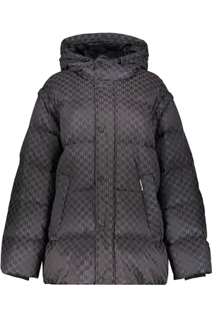 Karl Lagerfeld Femme, Vestes, Noir, Taille: 44 FR Doudoune à Capuche et Imprimé Logo