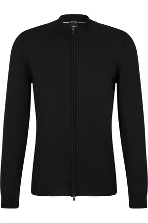 HUGO BOSS Homme, Pulls, Noir, Taille: M Cardigan en laine vierge à coupe classique