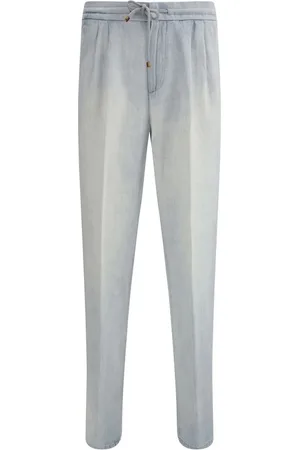 Brunello Cucinelli Homme, Jeans, Bleu, Taille: S Jean en Coton avec Cordon de Serrage et Poches à Fente