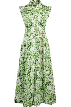 Liu Jo Femme, Robes, Vert, Taille: 38 FR Robe chemise fleurie blanche verte