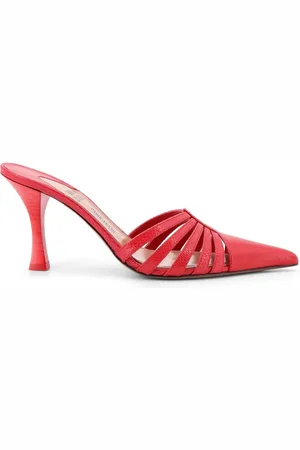 PARIS TEXAS Femme, Chaussures, Rouge, Taille: 38 EU Nadia Mules Sabots à Talons en Cuir