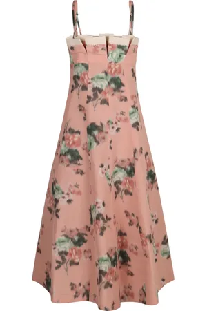 Serafini Femme, Robes, Rose, Taille: 40 FR Robe en lin à imprimé floral