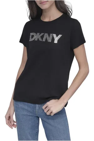 DKNY Femme, Tops, Noir, Taille: 40 FR T-shirt Embelli
