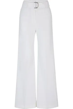 HUGO BOSS Femme, Pantalons, Blanc, Taille: 46 FR Pantalon large taille haute