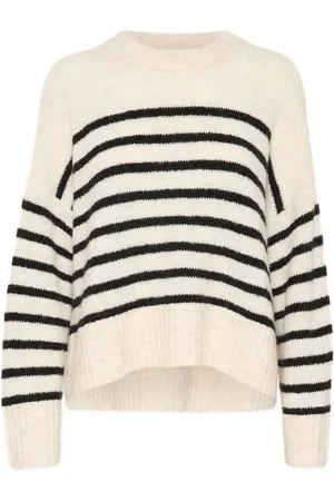Part Two Femme, Pulls, , Taille: 40 FR Pull Doux en Maille à Rayures Noires