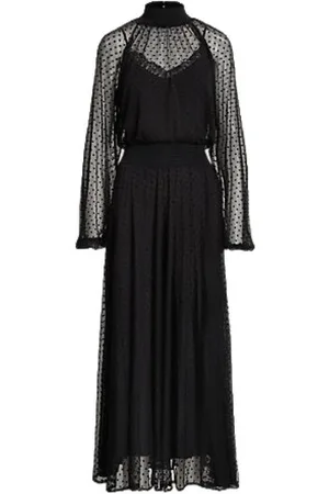 Ralph Lauren Femme, Robes, Noir, Taille: 38 FR Robe en Tulle à Pois avec Col Semi-Montant