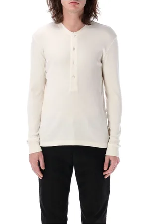 Tom Ford Homme, Tops, , Taille: XL Polo T-Shirt Henley en maille côtelée