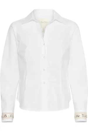 Part Two Femme, Blouses et Chemises, Blanc, Taille: 38 FR Chemisier blanc à col en V et col