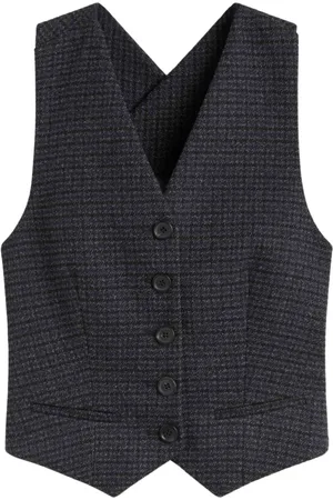 Serafini Femme, Vestes, Bleu, Taille: 34 FR Veste sans manches à carreaux avec bretelles croisées