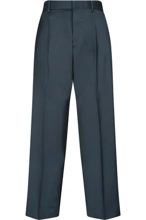 COSTUMEIN Homme, Pantalons, Bleu, Taille: L Pantalon Bleu en Laine à Taille Haute