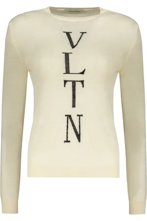 VALENTINO GARAVANI Femme, Pulls, , Taille: 38 FR Pull en Laine Côtelée avec Logo Avant