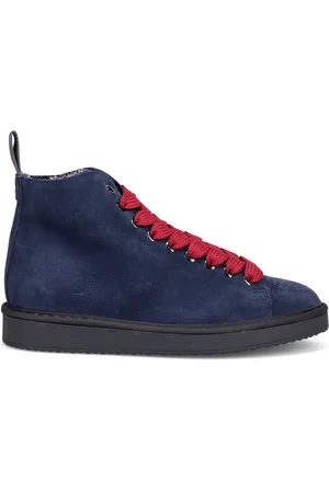 Panchic Femme, Chaussures, Bleu, Taille: 38 EU Bottines à Lacets Bleues en Daim avec Lacets Rouges