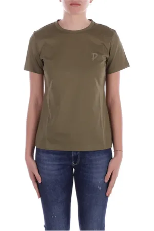 Dondup Femme, Tops, Vert, Taille: 38 FR T-shirt vert avec logo Slim Fit