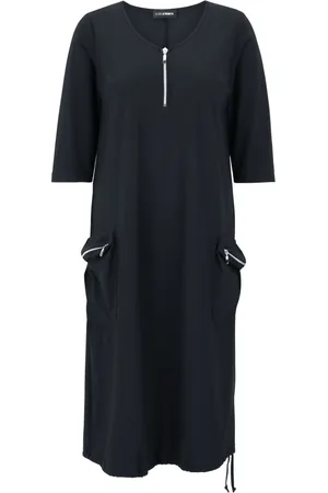 DORIS S Femme, Robes, Bleu, Taille: 48 FR Robe Décontractée avec Poches à Fermeture Éclair