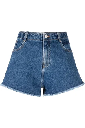 Kenzo Femme, Shorts, Bleu, Taille: 38 FR Short en jean mi-haut à bords frangés