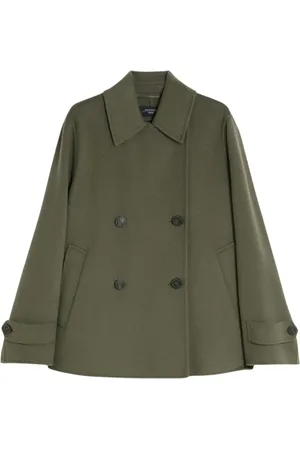 Max Mara Femme, Manteaux, Vert, Taille: 42 FR Manteau court en laine à double boutonnage