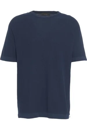 Peuterey Homme, Tops, Bleu, Taille: XL T-shirt bleu en tissu éponge avec écusson logo