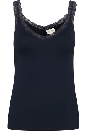 Part Two Femme, Tops, Bleu, Taille: 40 FR Top sans manches à bordure en dentelle