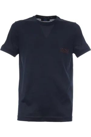 Kiton Homme, Tops, Bleu, Taille: L T-Shirt Logo Manches Courtes en Coton