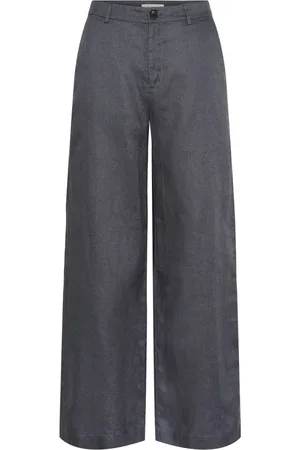 Part Two Femme, Pantalons, Bleu, Taille: 44 FR Pantalon Large en Lin