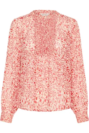 Part Two Femme, Blouses et Chemises, Rouge, Taille: 40 FR Chemisier rouge à fleurs avec détails à volants