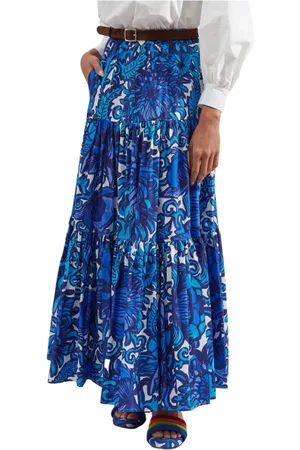 La DoubleJ Femme, Jupes, Bleu, Taille: 38 FR Jupe à Volants en Coton